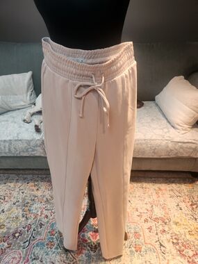 FLX Women's Drawstring Jogger Pants in Beige Cream Medium